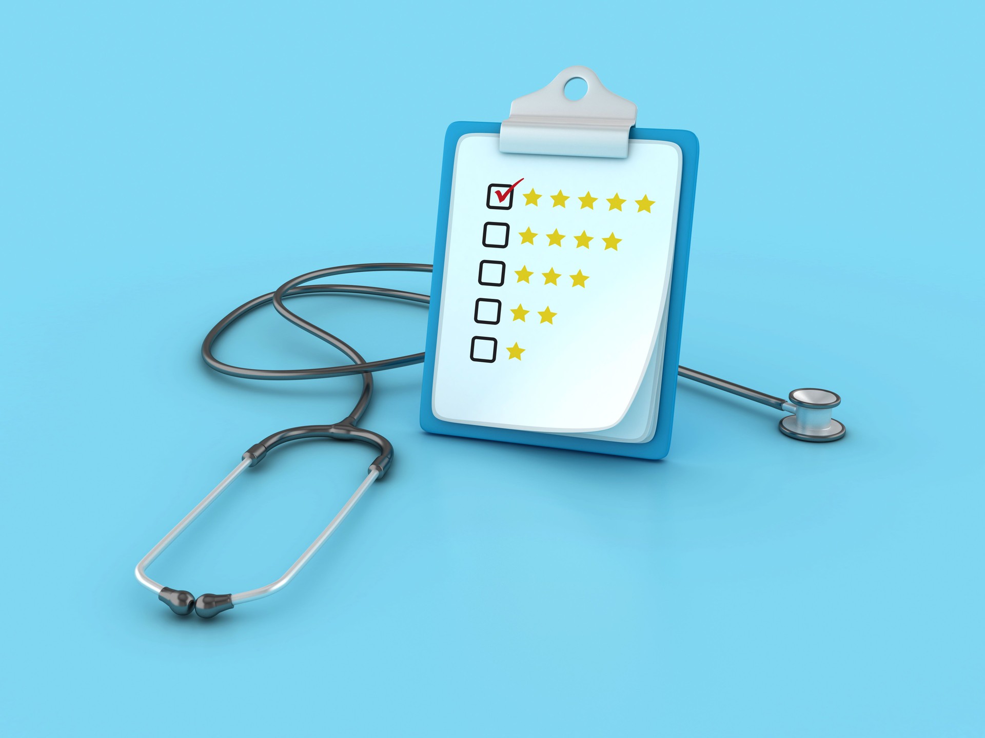 Five Star Rating Clipboard with Stethoscope